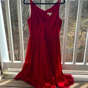 Red Flowy MIDI Dress